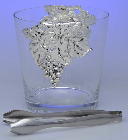 Grape (Aluminum, Hollowware) Crystal Ice Bucket & Tongs