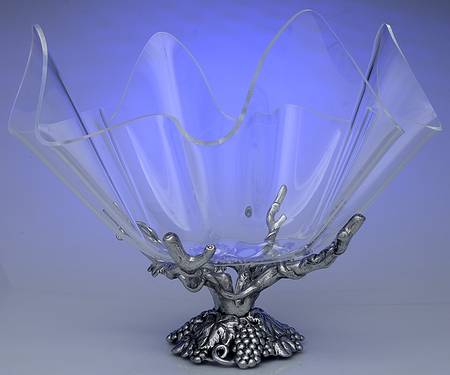 Grape (Aluminum, Hollowware) 14" Acrylic Bowl with Metal Stand