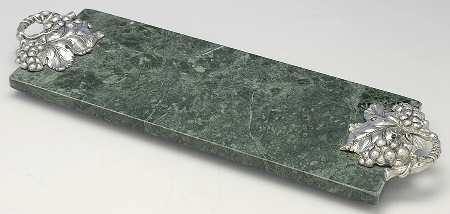 Grape (Aluminum, Hollowware) Green Marble Rectangular Tray by Arthur Court
