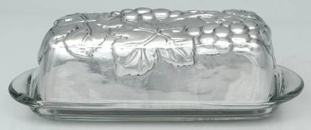 Grape (Aluminum, Hollowware) Metal Lid Glass Base 1/4 Pound Butter