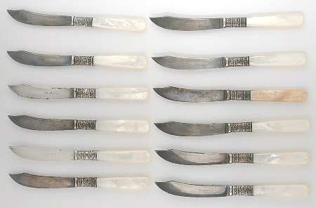 Pearl Handle Flatware 1 (Sterling) Fruit Knife Silverplate Blade Sterling Bolster (12 by A Howell Co Inc
