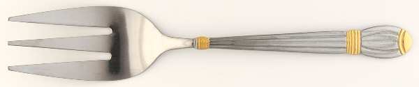 ACV5 (Stainless, Gold Accent) Medium Solid Cold Meat Serving Fork by Alco