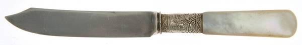 Pearl Handle Flatware 5 (Silverplate Bolster) Individual Fruit Knife with Stainless Blade