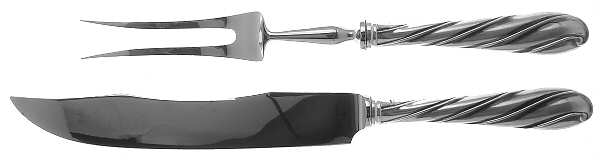 Torchon (Sterling) Large 2-Piece Roast Carving Set w/Stainless Blade