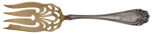 Claremont (Sterling) Monogram Small Solid Cold Meat Serving Fork