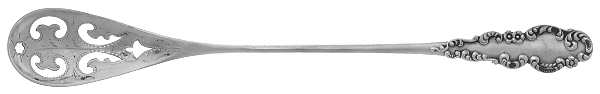 BLS7 (STERLING) Short Olive Spoon with Pierced Bowl & Bright Cut