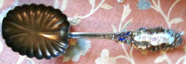 BLS7 (STERLING) Enameled Handle Sugar Shell Spoon