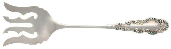 BLS7 (STERLING) Small Chipped Beef Fork W/Enameled Inlay