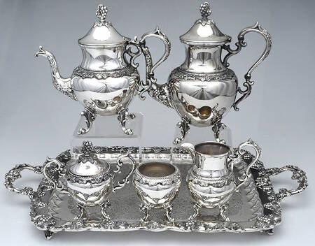BIM6 (Silverplate, Hollowware) 6-Piece Plated Tea Set (Waste & Footed Tray)