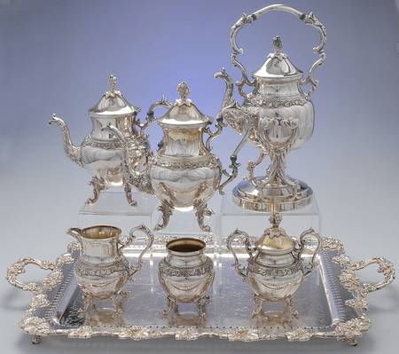 BIM6 (Silverplate, Hollowware) (7 Pc) Tea Set (PWB, KES & PWTLF)