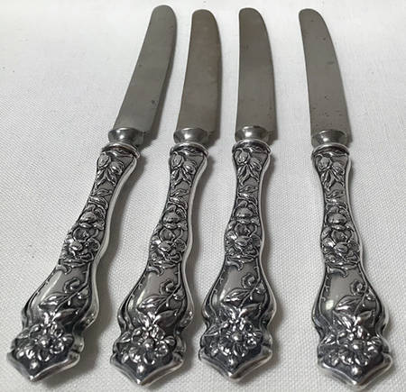 Cherry Blossom (Sterling, No Mono) Orange Knife with Silverplate Blade