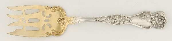 Cherry Blossom (Sterling, No Mono) Small Solid Cold Meat Serving Fork