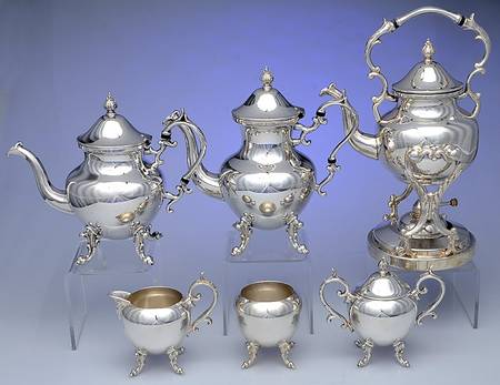 BIM14 (Silverplate, Hollowware) 6-Piece Plated Tea Set (Waste & Kettle)