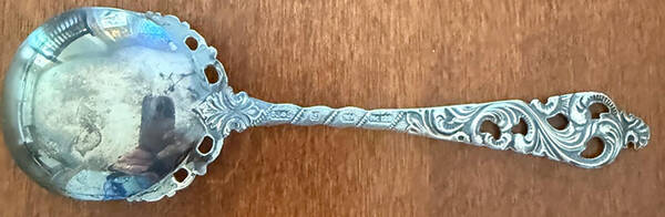 Dobbel Rokokko  Solid Bon Bon Spoon with Pierced Bowl