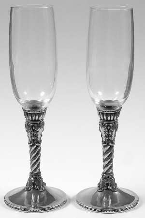 BGK1 (Pewter, Hollowware) Glass & Silver Champagne Flute (Set 2 by Brighton