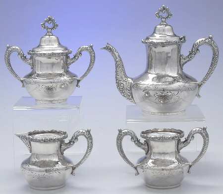 1430 (Silverplate, Hollowware) 4 Piece Tea Set (PTP, PCR, PSU, PWB) by Biggins-Rodgers Co