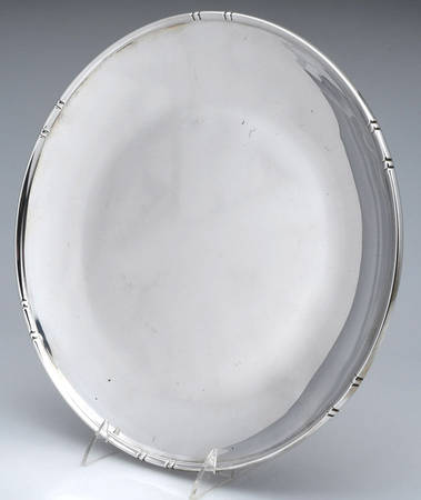 Bamboo (Sterling, Hollowware) 12" Round Tray by Baldwin & Miller