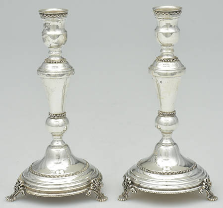 Judacia (Sterling Hollowware) Pair of Sabbath Candlesticks