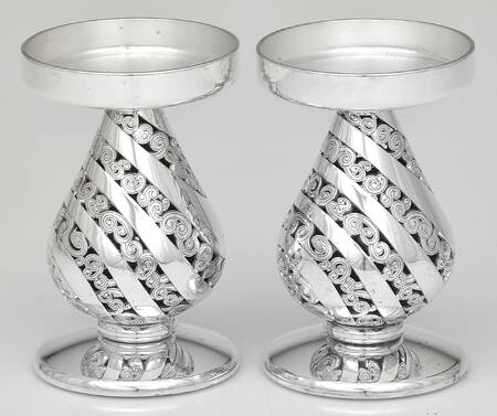 Bgk2 (Silverplate, Hollowware) Pair of 4" Pillar Candleholders by Brighton