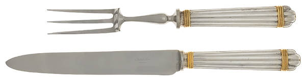 Aria Gold (Silverplate, Gold Accent) Large 2-Piece Roast Carving Set w/Stainless Blade