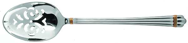 Aria Gold (Silverplate, Gold Accent) Pierced Solid Serving Spoon
