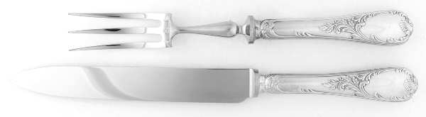 Marly (Silverplate, Satin Handle) Large 2-Piece Roast Carving Set w/Stainless Blade