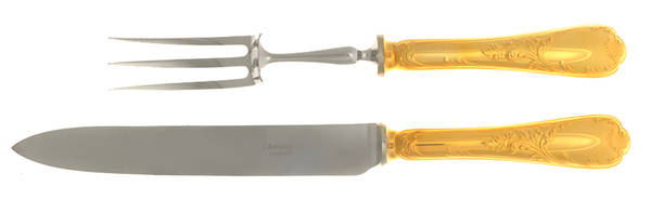 Marly (Gold Electroplate) Large 2-Piece Roast Carving Set w/Stainless Blade