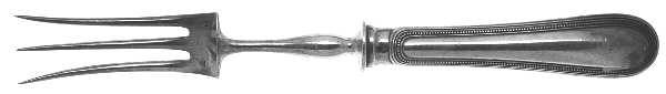 Perles (Silverplate, 1890) Large Stainless-Prong Roast Carving Fork