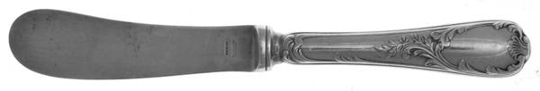 Marly (Silverplate, 1890, Glossy Handle) Hollow Handle Paddle Butter Spreader (Slvpt)