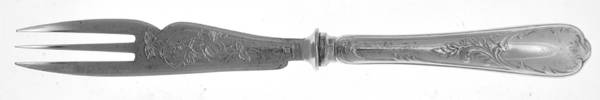 Marly (Silverplate, 1890, Glossy Handle) Bright Cut Hollow Handle Pastry Fork