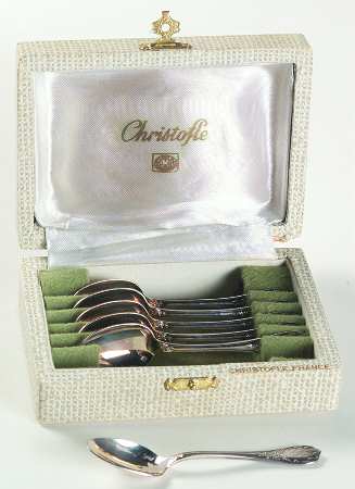 Marly (Silverplate, 1890, Glossy Handle) (Set of 6) Demitasse Spoon with Case