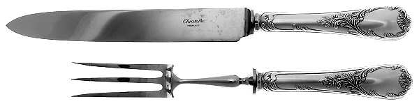 Marly (Silverplate, 1890, Glossy Handle) Large 2-Piece Roast Carving Set w/Stainless Blade