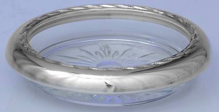Sterling Hollowware Crystal Coaster with Sterling Rim