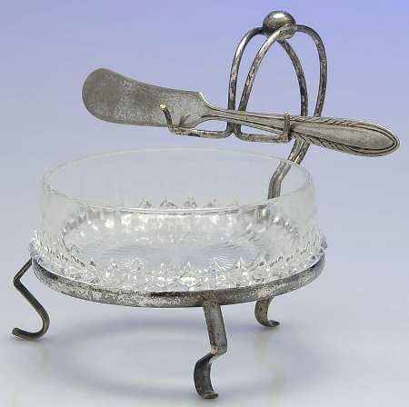 Silverplate Hollowware Glass Round Butter Dish No Lid by Cheltenham & Co Ltd