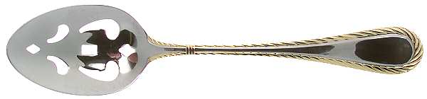 Carlyle (Stainless, Gold Accent) Pierced Tablespoon (Serving Spoon)