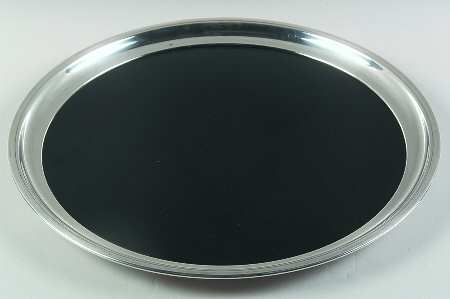 Silverplate Hollowware 16" Round Lucite Tray with Plated Band by Crescent Silverware