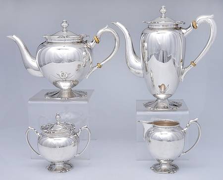 CXU5 (Sterling, Hollowware) 4 Piece Tea Set (SCP, STP, SCR, SSU)