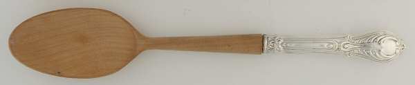 Cwv4 (Sterling) Salad Serving Spoon with Wooden Bowl