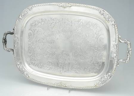 Silverplate Hollowware 18" Rectangular Handled Tray
