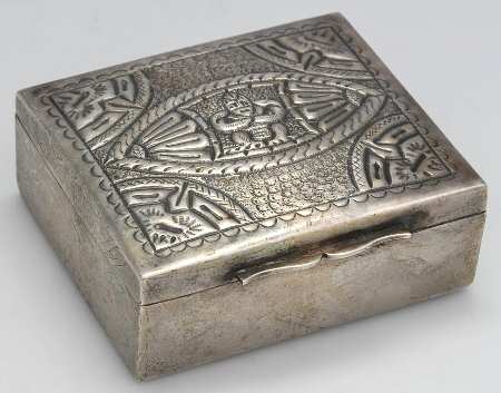Sterling Hollowware Divided Cigarette Box Mahogany Lined
