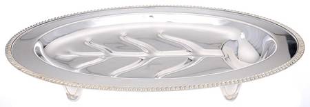 3150 (Silverplate, Hollowware) 16" 4 Toed Meat Platter with Well