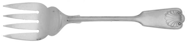 Fiddle Thread & Shell (Silverplate) Medium Solid Cold Meat Serving Fork