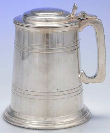 Silverplate Hollowware Beer Stein with Hinged Lid