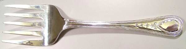 Victorian Bead (Silverplate) Large Solid Fish Serving Fork