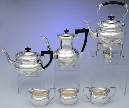 02021 (Silverplate, Hollowware) 6 Piece Tea Set (PCP, PTP, PCR, PSUO, PWB, KES) by Cheltenham & Co Ltd