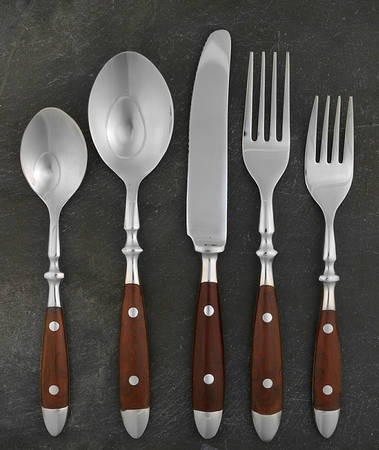 Bistro Woodgrain Brown (Stainless) 5 Piece Place Setting