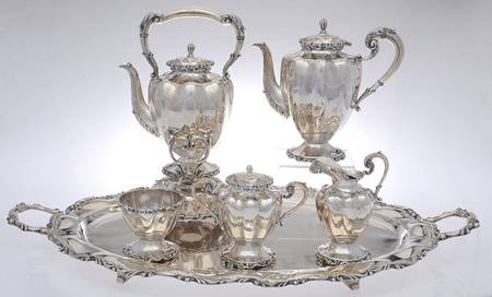 C13C131 (Sterling, Hollowware) (6 Pc) Coffee Set (SWB,SKES, WTL)