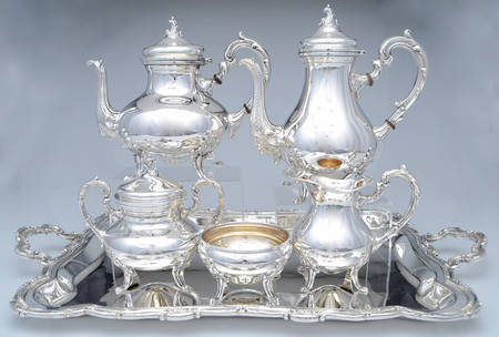 CXU1 (Sterling, Hollowware) 6 Piece Tea Set (SCP, STP, SCR, SSU, SWB, WTL)