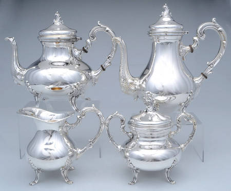 CXU1 (Sterling, Hollowware) 4 Piece Tea Set (SCP, STP, SCR, SSU)