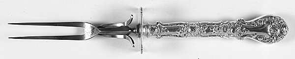 Marechal Niel (Sterling, 1896) Large Stainless-Prong Roast Carving Fork